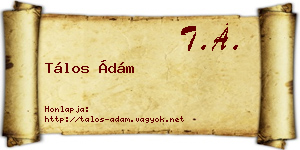 Tálos Ádám névjegykártya